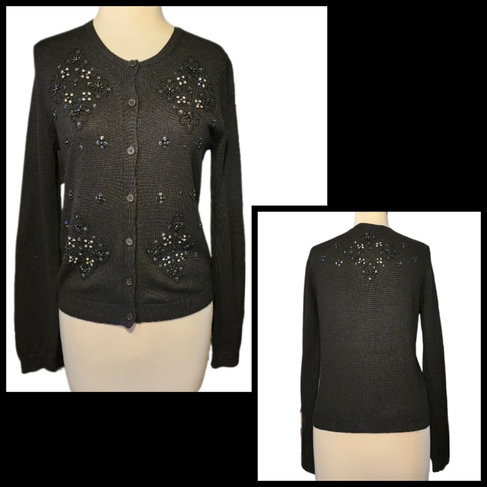 BCBGMaxAzria Silk & Cashmere Beaded Cardigan